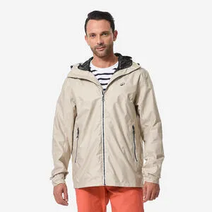 Chaqueta Vela 100 Hombre Beis Impermeable Cortavientos