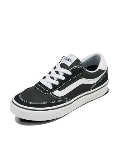 Vans - Zapatillas Brooklyn para niño, estilo skater casual con cierre de cordones y cuello acolchado, fabricadas en piel y textil con suela de goma