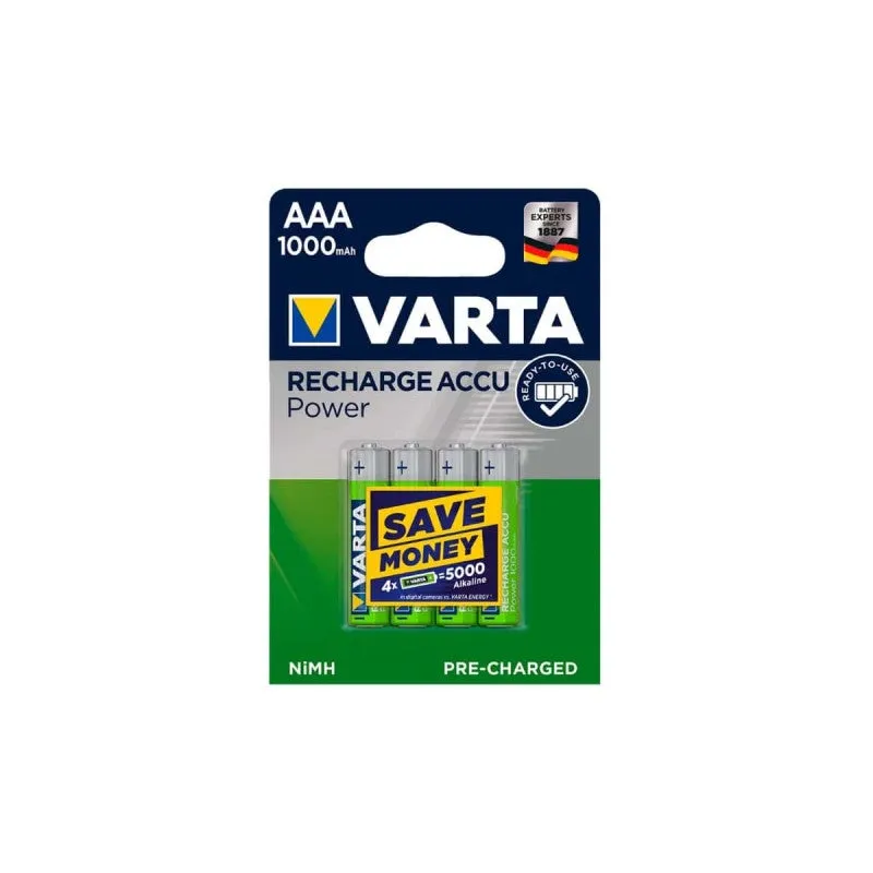 Varta Recharge Accu Power Pack 4 Pilas Recargables NiMH AAA 1000mAh
