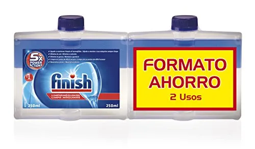 Finish Líquido para Lavavajillas, Limpia lavavajillas contra el mal olor, la cal y la grasa del lavaplatos, 250 ml x 4