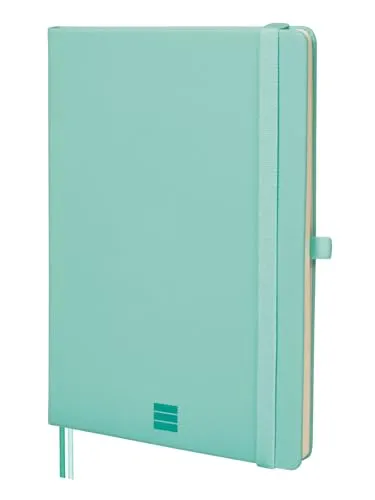 Finocam - Cuaderno Nexo Tapa Dura con 72 Hojas Microperforadas Ideal para Escribir y Dibujar | Cuaderno con bolsillo interior, dos cintas punto, anilla portabolígrafo y cierre con goma elástica – Color Turquesa