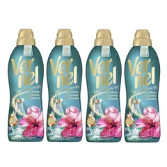 Vernel Suavizante Concentrado para la Ropa Aromaterapia Maldivas Relajantes 55 Lavados, Pack 4x55 = 220 Dosis, Suavizante Líquido Para Lavadora, Fórmula Duo-Caps, Perfume Duradero hasta 200 días, Ropa