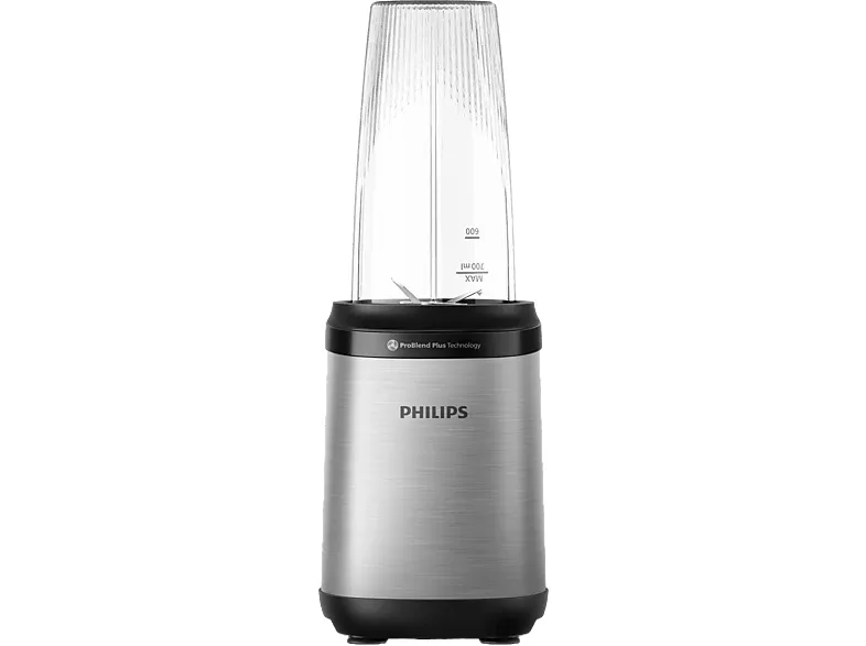 Batidora de vaso - Philips HR2764/00, 800 W, 0.7 L, Cuchillas ProBlend Plus, Negro, Acero inoxidable