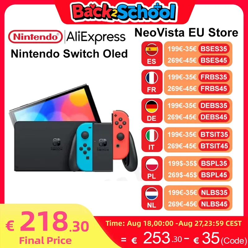 Consola de videojuegos OLED Nintendo Switch con Joy Con, pantalla OLED de 7 pulgadas, TV, modo portátil de mesa, 64GB, juego blanco y azul y rojo