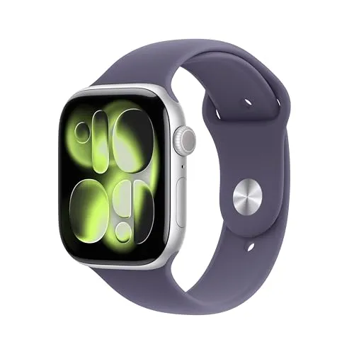 Apple Watch Series 11 GPS 46mm Caja de Aluminio Plata con Correa Deportiva Niebla Lila M/L