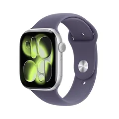 Apple Watch Series 11 GPS 46mm Caja de Aluminio Plata con Correa Deportiva Niebla Lila M/L