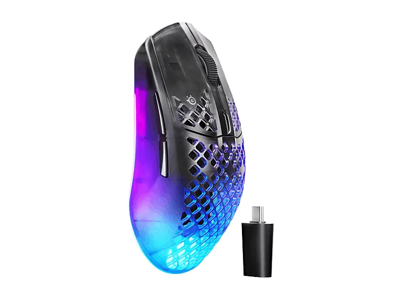 Ratón gaming - SteelSeries Aerox 3 Wireless Gen 2, Inalámbrico, 26000 dpi, 4K Fast, Sensor TrueMove 26K, Ultraligero, Shadow