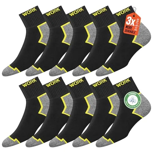 SOXCO 10 Pares Quarter Calcetines Hombre Trabajo Cortos WORK Socks, 43-46