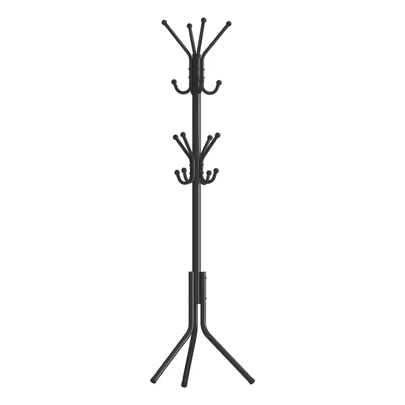 SONGMICS Perchero, Burro de Ropa de Metal, Perchero para Ropa, Bolsos y Sombreros, Altura 175 cm, con 16 Ganchos, para Recibidor, Salón y Dormitorio, Negro Tinta/Blanco Nube/Café Claro