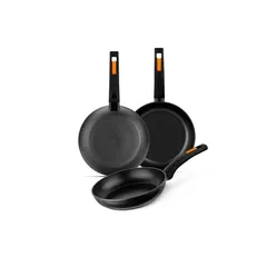Monix Fuego - Set 3 Sartenes, Lote 18, 22 y 26 cm, Antiadherentes, Aluminio Forjado, Cocina de Inducción, Gas y Vitrocerámica