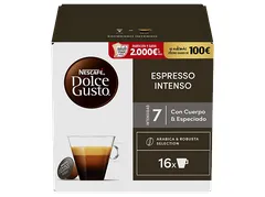 NESCAFE DOLCE GUSTO - Estuche 16 cápsulas NESCAFE DOLCE GUSTO café Espresso Intenso Premium arábica y robusta de Colombia y Vietnam intensidad 7.