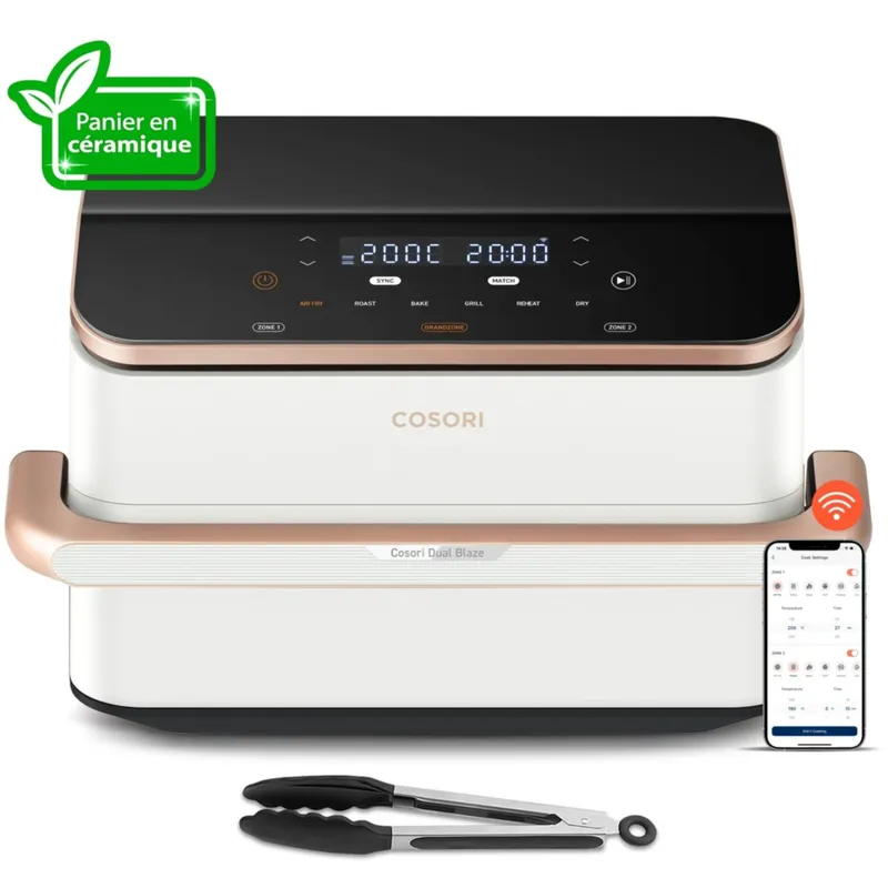 Freidora de Aire sin Aceite Cosiri Dual Blaze Twinfry, 2800 W, 10 L - Blanco