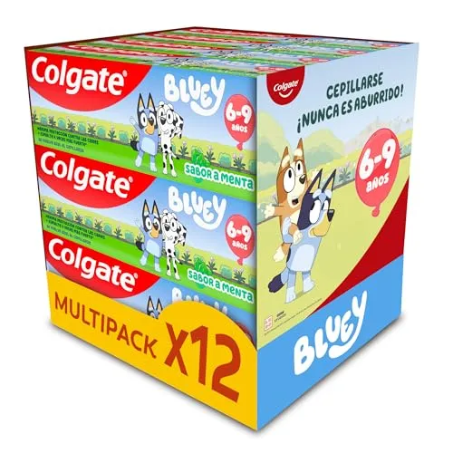 Colgate Kids Bluey, Pasta Dientes Infantil Menta 6+ Años, 12x50 ml