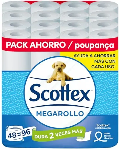 Pack 48 Rollos Papel Higiénico Scottex Megarollo Doble Capa