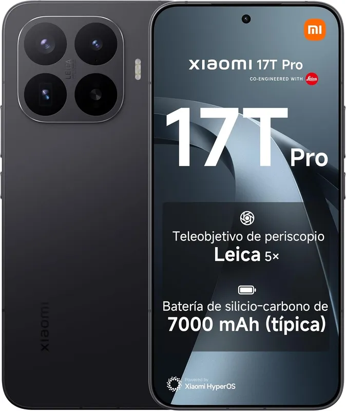 Xiaomi 17T Pro 5G Versión Global, Pantalla AMOLED de 6.83" y 144Hz, Dimensity 9500, Cámara Leica de 50MP, Batería de 7000mAh, Smartphone con NFC