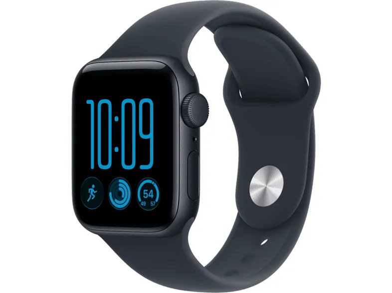 Apple Watch SE 3 (2026), GPS, 40 mm, Caja de aluminio Medianoche, Correa deportiva Azul marino, Talla S/M, Siri AI