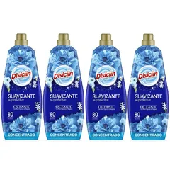 DISICLIN Suavizante Concentrado OCEANIC Botella 1.440ml 80 lavados (Pack 4) - Perfume Envolvente con Fresca y duradera fragancia a la inmensidad del oceano azul, Tecnologia de micro-capsulas que ofrecen 10 semanas de frescor