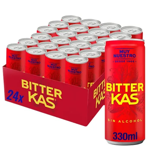 Bitter KAS 24 Latas x 330 ml, Refresco Amargo sin Alcohol, Bebida Única y Deliciosa, con Burbujas, sin Alcohol, Bebida Refrescante y Amarga, Ideal como Aperitivo