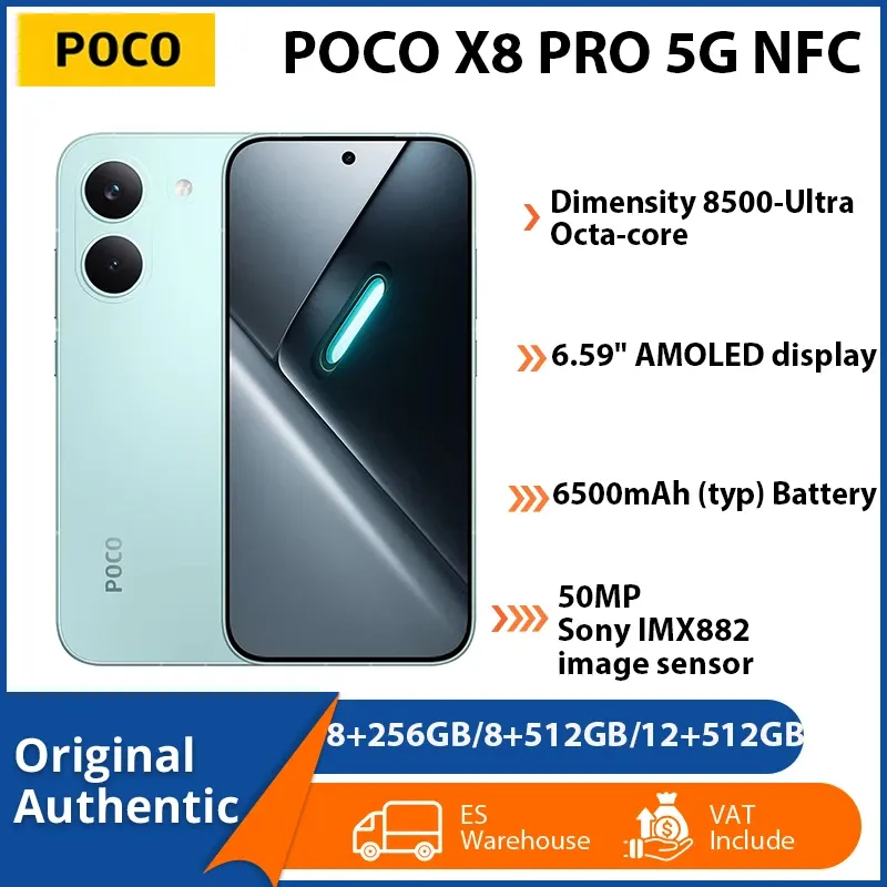 POCO X8 Pro 5G Smartphone Dimensity 8500-Ultra 6.59" 1.5K 120Hz Ultra-bright AMOLED Display 6500mAh Battery NFC