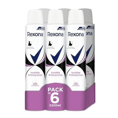 DESODORANTE AEROSOL ANTITRANSPIRANTE PARA MUJER BLACK&WHITE 200ML REXONA- INVISIBLE PACK DE 6