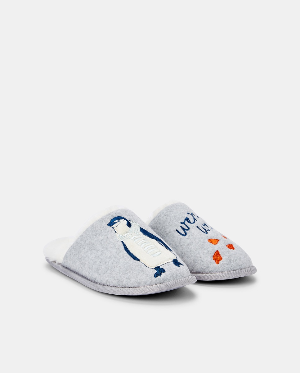 Zapatilla de casa pingüino gris claro Énfasis