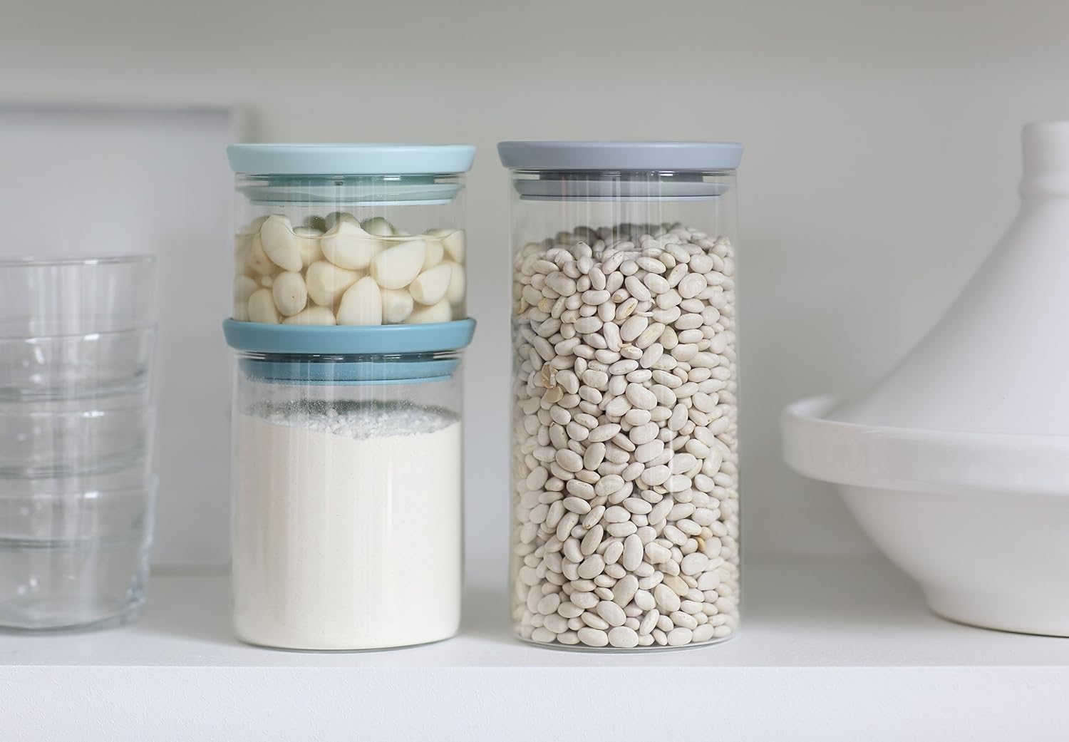 Juego de 3 tarros de cristal apilables 0.3/0.6/1.1 L de Brabantia