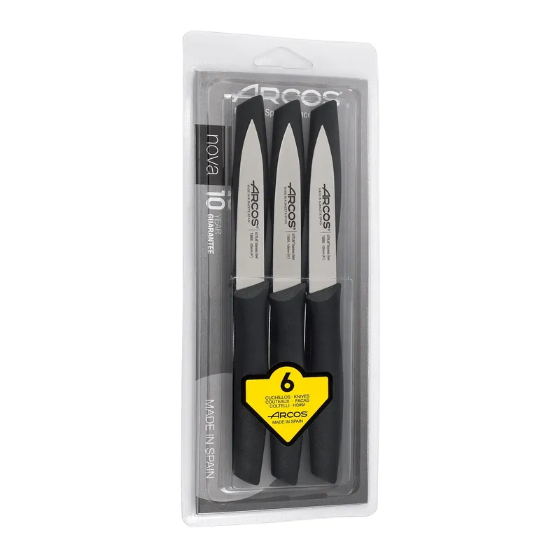 Cuchillos mondadores Arcos Nova (100mm) de acero inoxidable con mango de polipropileno
