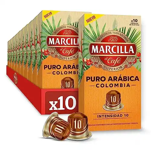 100 Cápsulas Compatibles Nespresso Marcilla Café Puro Arábica Colombia