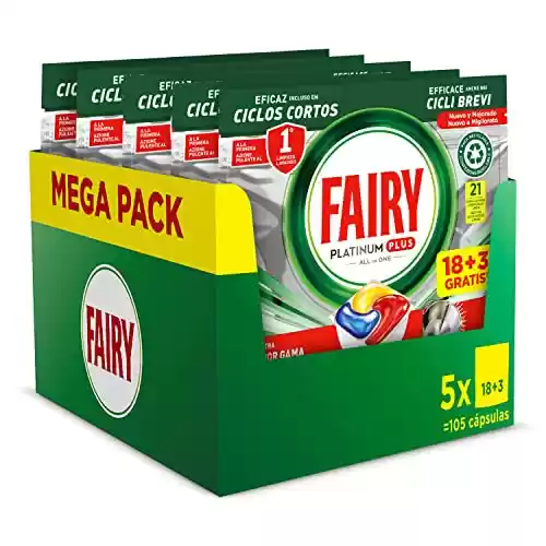 105 cápsulas lavavajillas Fairy Platinum Plus Todo en Uno - Limón