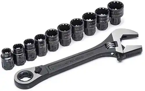 11 Piezas 3 en 1 X6 Llave Inglesa, Llave para Tubos y Trinquete de Paso con Dados Universales - Crescent CPTAW8