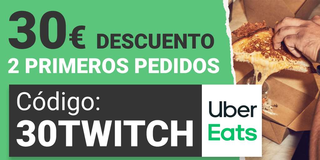 15€ de descuento en 2 primeros pedidos en Uber Eats (cuentas nuevas)