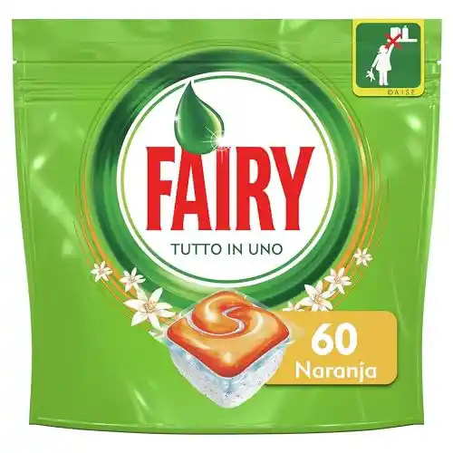 180 cápsulas Fairy Todo En 1 Cápsulas de Lavavajillas Naranja (3x Packs de 60 unidades)