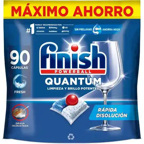 90 pastillas Finish Powerball Quantum Max para lavavajillas