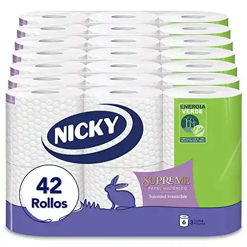 42 rollos Papel Higiénico Nicky Supreme de 3 capas
