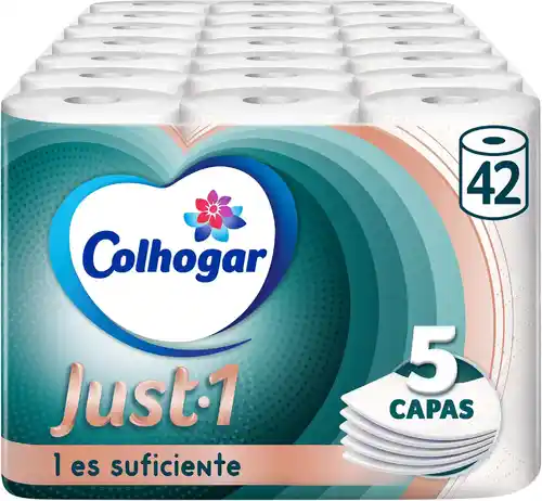 42x rollos Papel Higiénico Ultra Absorbente y Ultra Suave - 5 Capas - Colhogar Just 1