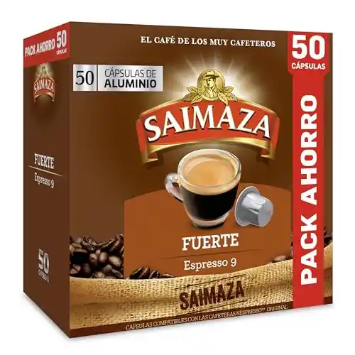 50 Cápsulas de café Saimaza Fuerte Intensidad 9 - Compatibles Nespresso