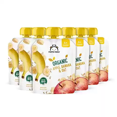 6 envases de Mama Bear Bolsitas de Puré de Manzana, Plátano y Avena