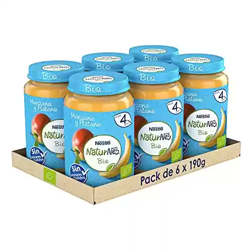 6 envases de Tarritos fruta Nestlé Manzana plátano Naturnes BIO