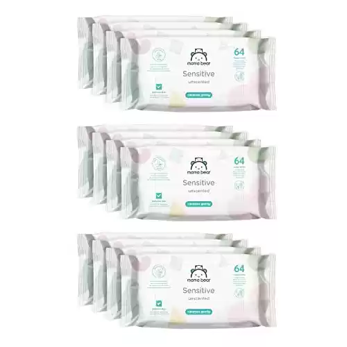 768 Toallitas húmedas aloe vera bebé (12 Paquete de 64) Mama Bear Sensitive - Marca Amazon