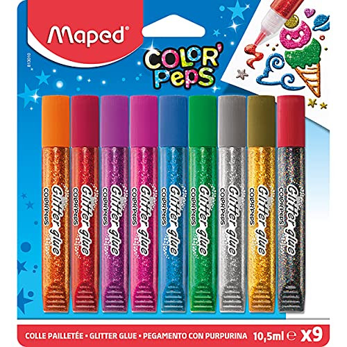 9 Tubos de Pegamento con Purpurina Maped