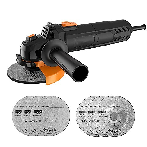 Amoladora Angular 750W de 115 mm y 12000 RPM con 6 Ruedas