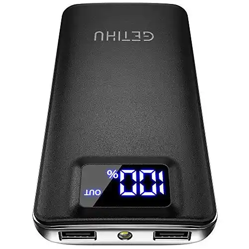 Batería externa portátil GETIHU 10000mAh con 3 Puertos