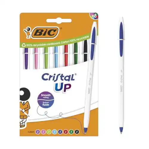 Bolígrafos BIC Cristal Up, paquete de 8 unidades.