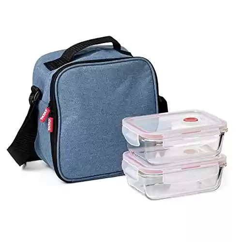 Bolsa Térmica Porta Alimentos + 2 Tuppers Herméticos de Cristal - TATAY Urban Food Casual