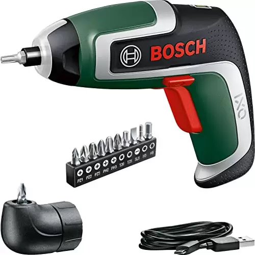 Bosch atornillador a batería compacto IXO set (7.ª generación; 3,6 V; 2,0 Ah; 5,5 Nm; adaptador de atornillado en ángulo; con cable micro USB; atornilla hasta 190 tornillos; en caja)