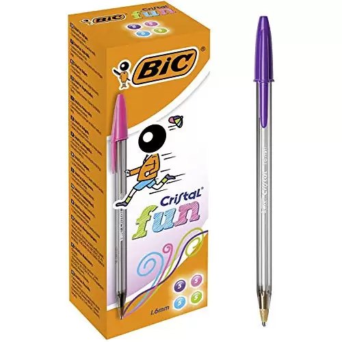 Caja de 20 unidades BIC Cristal Fun - Bolígrafos de punta ancha (1.6 mm)