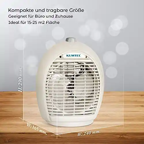 Calefactor eléctrico KUMTEL de 2000 W con tres niveles de potencia