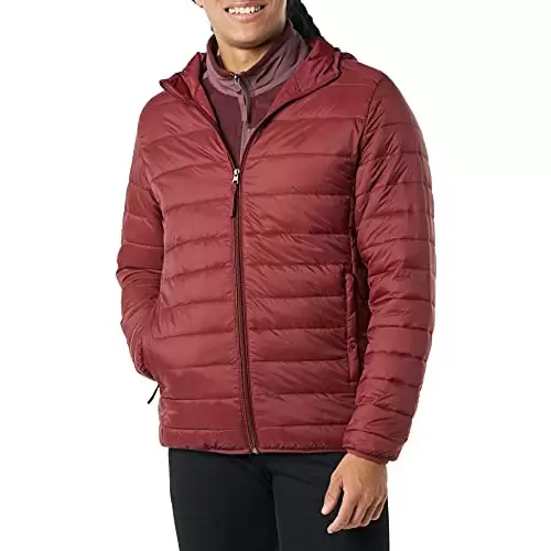 Chaqueta Acolchada con Capucha, Plegable, Ligera y Resistente al Agua Hombre, Amazon Essentials