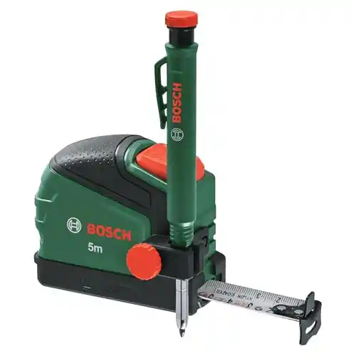 Cinta métrica Bosch de 5m + lápiz de medición.