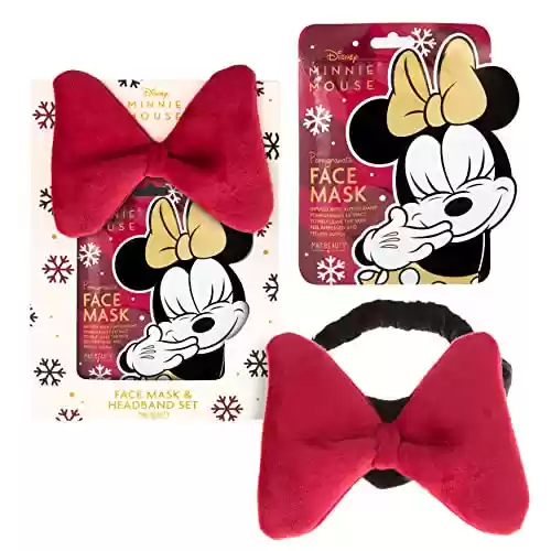 Conjunto de diadema y máscara facial Mickey/Minnie Borgoña